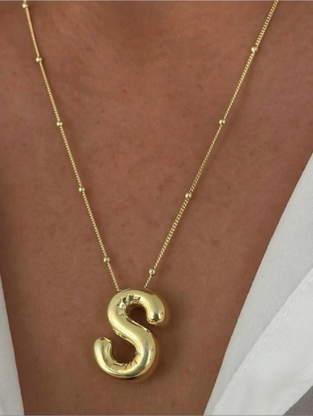 Gold Letter 'S' Pendant Necklace - Gold Initial Necklace